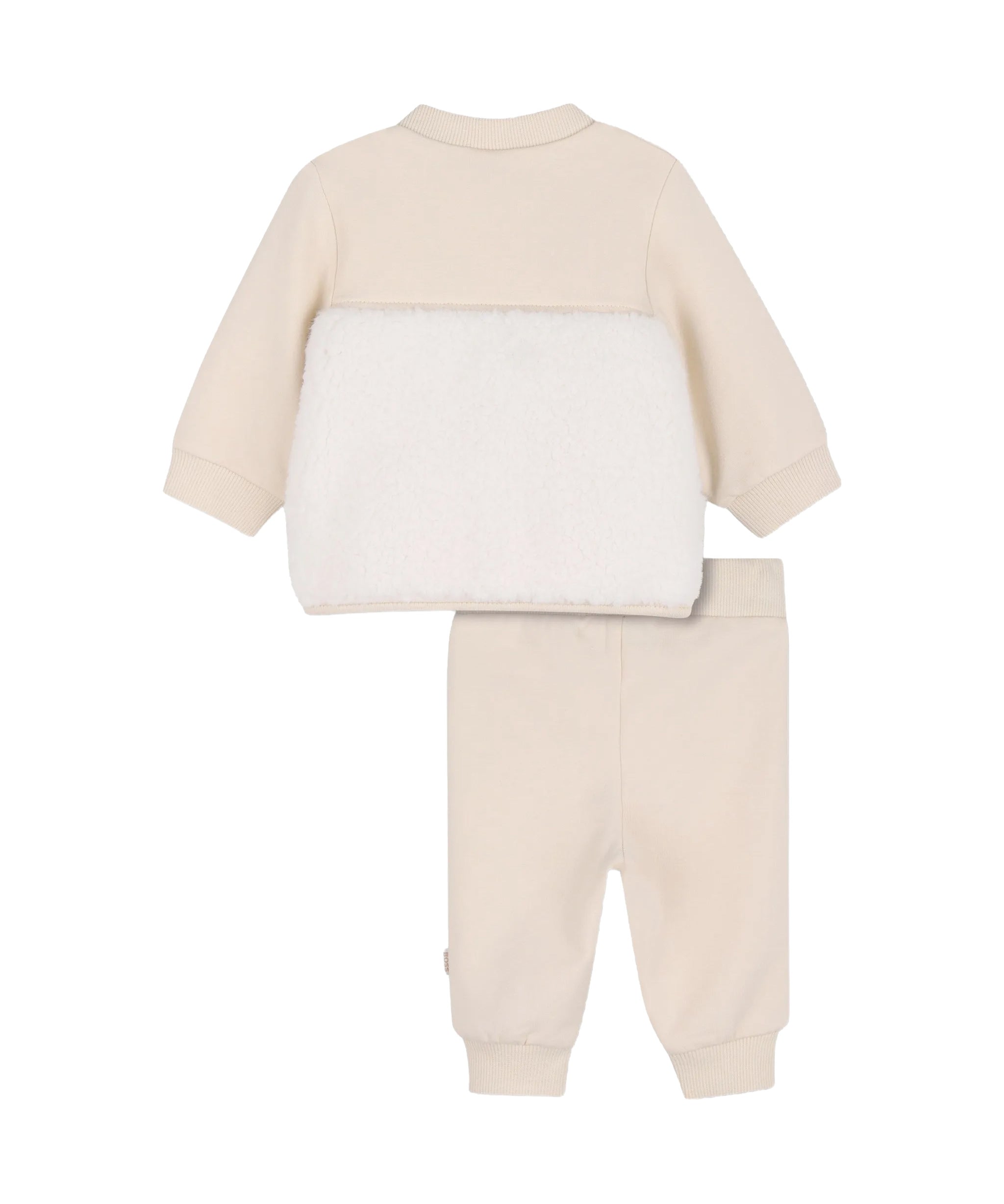 BOSS Kids Completo Beige con Giacca in Felpa e Teddy e Pantaloni con Placca Logo per Neonati