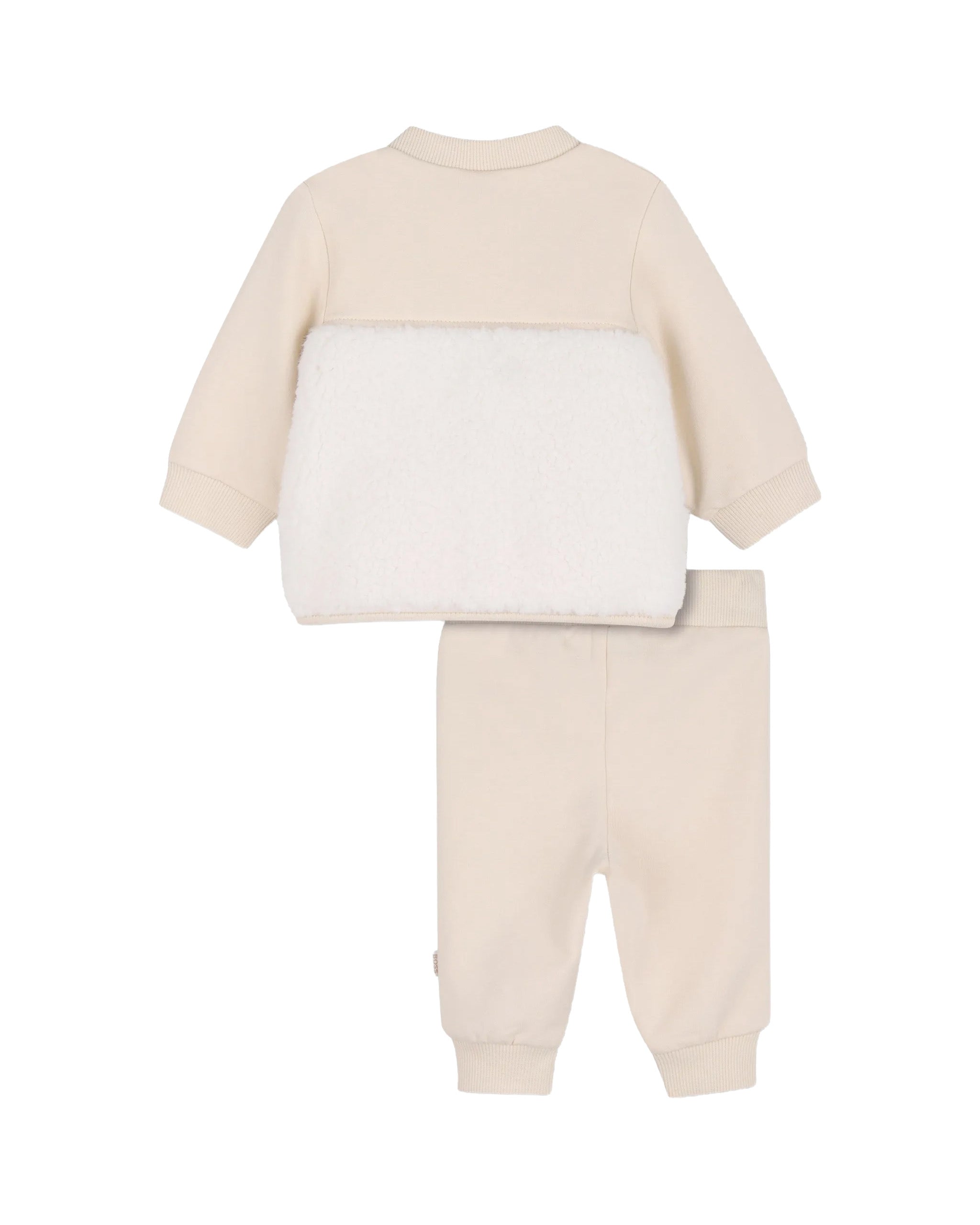 BOSS Kids Completo Beige con Giacca in Felpa e Teddy e Pantaloni con Placca Logo per Neonati