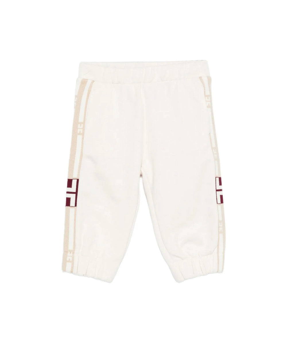 Elisabetta Franchi La Mia Bambina Pantaloni Panna con Banda Logo per Neonate