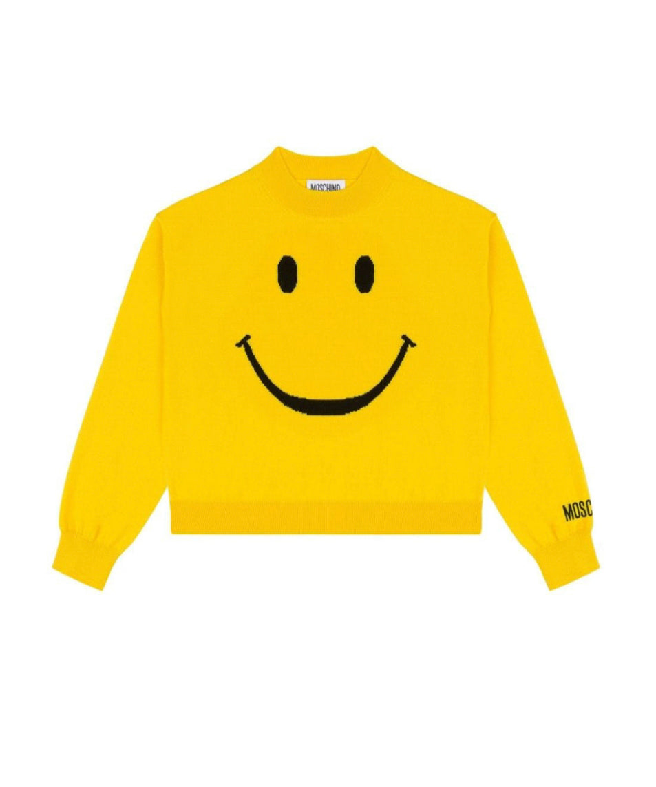 Moschino Kids Maglioncino Crop Giallo con Smile per Bambine