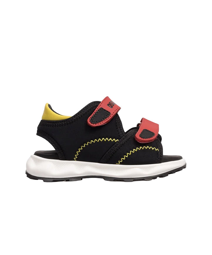Dsquared2 Kids Sandalo Nero/Rosso/Giallo con Chiusura a Strappo per Bambini