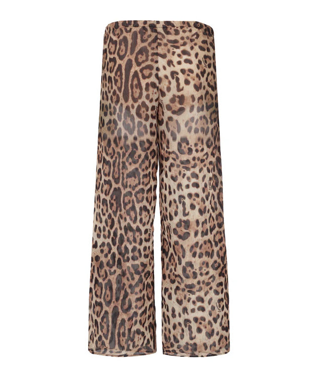 4Giveness Kids Pantalone Palazzo Leopardato in Georgette per Bambine