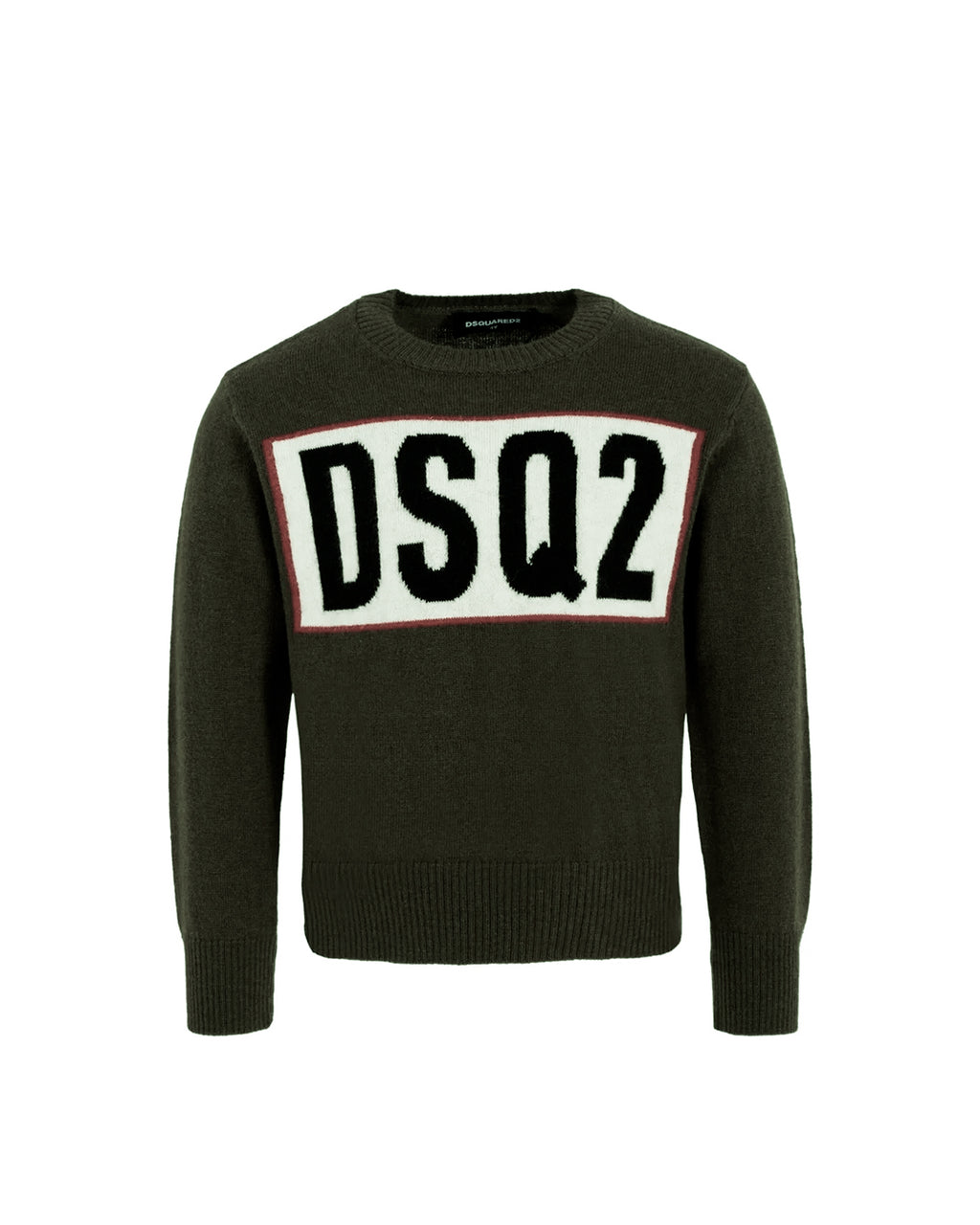 DSQUARED2 KIDS Maglione Verde in Lana con Logo a Intarsi per bambini
