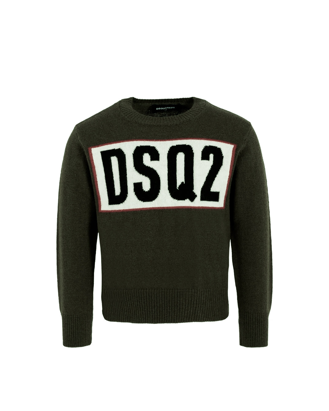 DSQUARED2 KIDS Maglione Verde in Lana con Logo a Intarsi per bambini