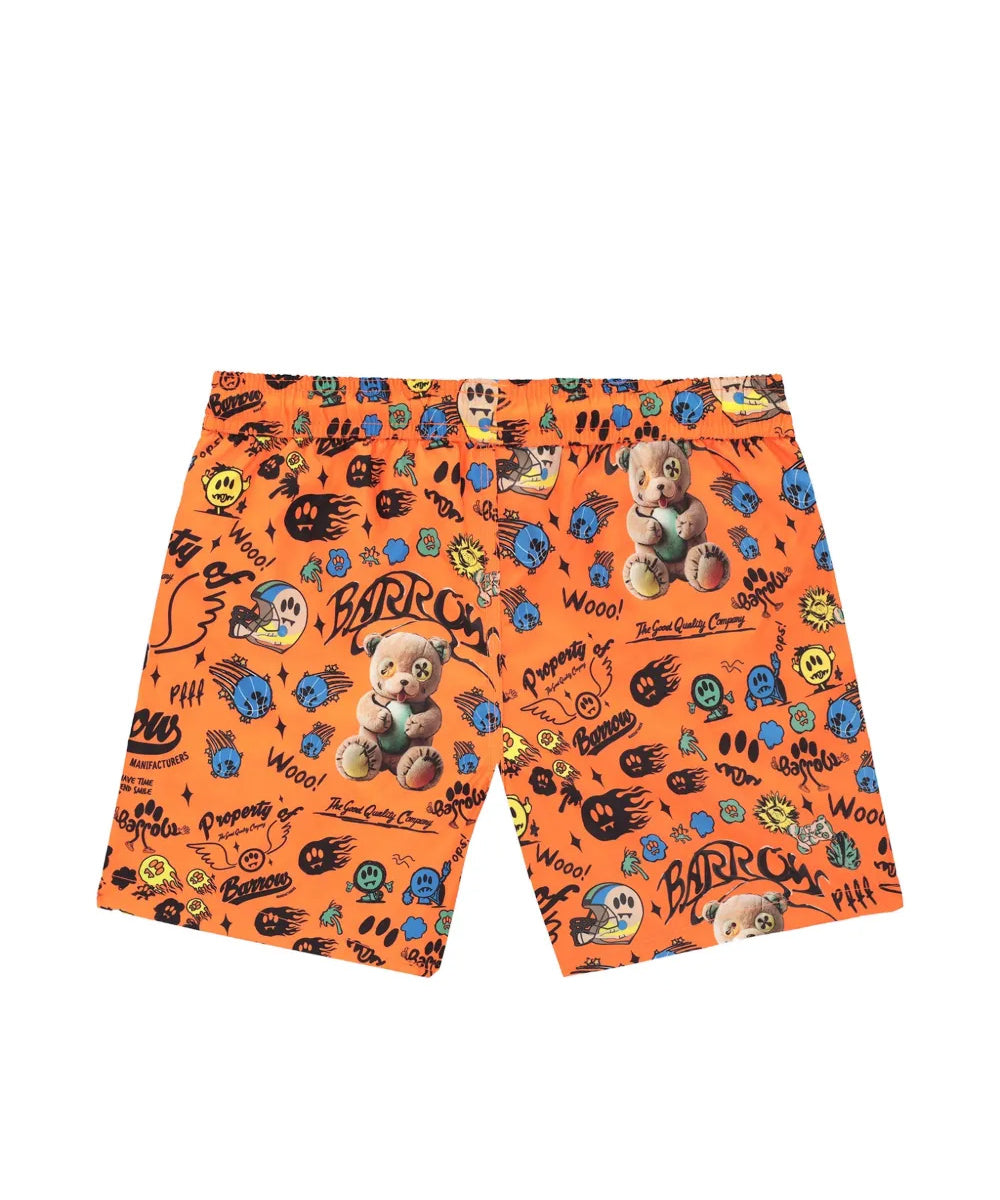 Barrow Kids Costume Short Arancione Fluo Fantasia All-Over per Bambini
