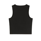 Patrizia Pepe Kids Top/Canotta Nera a Coste con Logo in Strass per Bambine