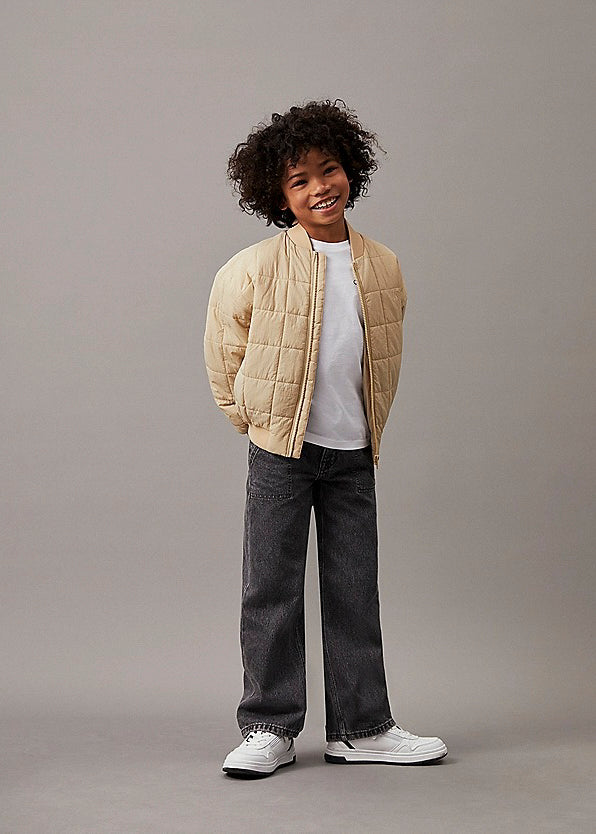 Calvin Klein Kids Giubbino Beige Trapuntato per Bambini 