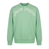 Palm Angels Kids Felpa Girocollo Verde con Stampa Logo per Bambini