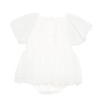 Elisabetta Franchi La Mia Bambina Pagliaccetto con Maniche a Sbuffo Avorio per Neonate