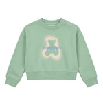 Palm Angels Kids Girocollo Verde Chiaro con Stampa Teddy Spray per Neonati