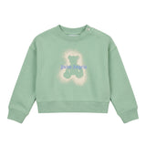 Palm Angels Kids Girocollo Verde Chiaro con Stampa Teddy Spray per Neonati