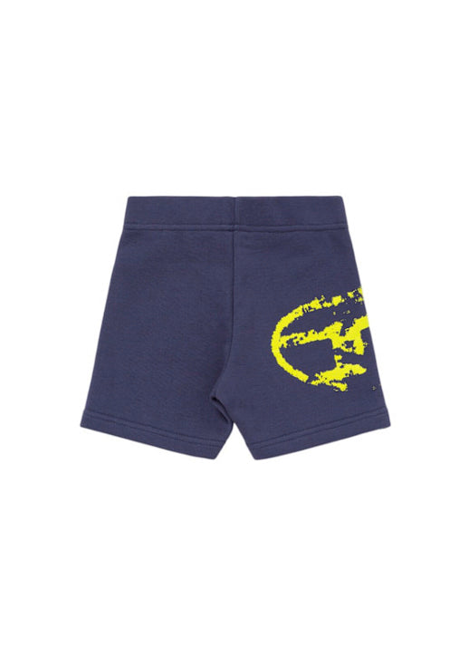 Diesel Kids Short Blu in Felpa con Logo per Neonati