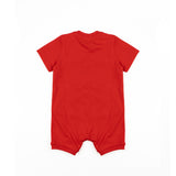Moschino Kids Pagliaccetto Rosso con Bottoni Apetura Spalla e Stampa Logo Teddy per Neonate