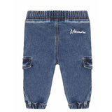 Alessandrini Kids Jeans Denim Blu con Vita Elasticizzatà e Logo in Metallo per Neonati