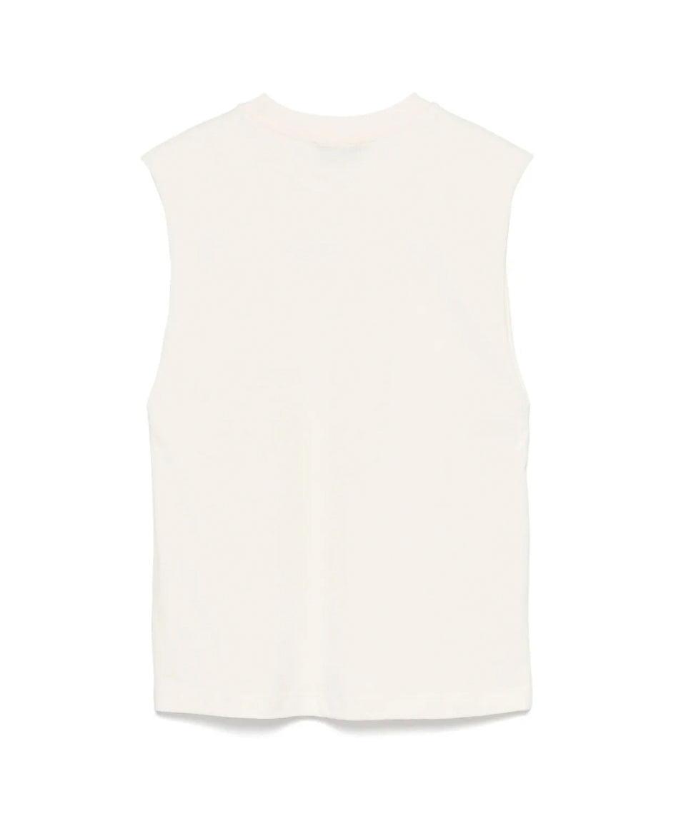 MSGM Kids Canotta Crema con Stampa per Bambini retro