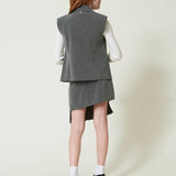 Twinset Kids Gilet Monopetto Grigio Melange per Bambine (retro)