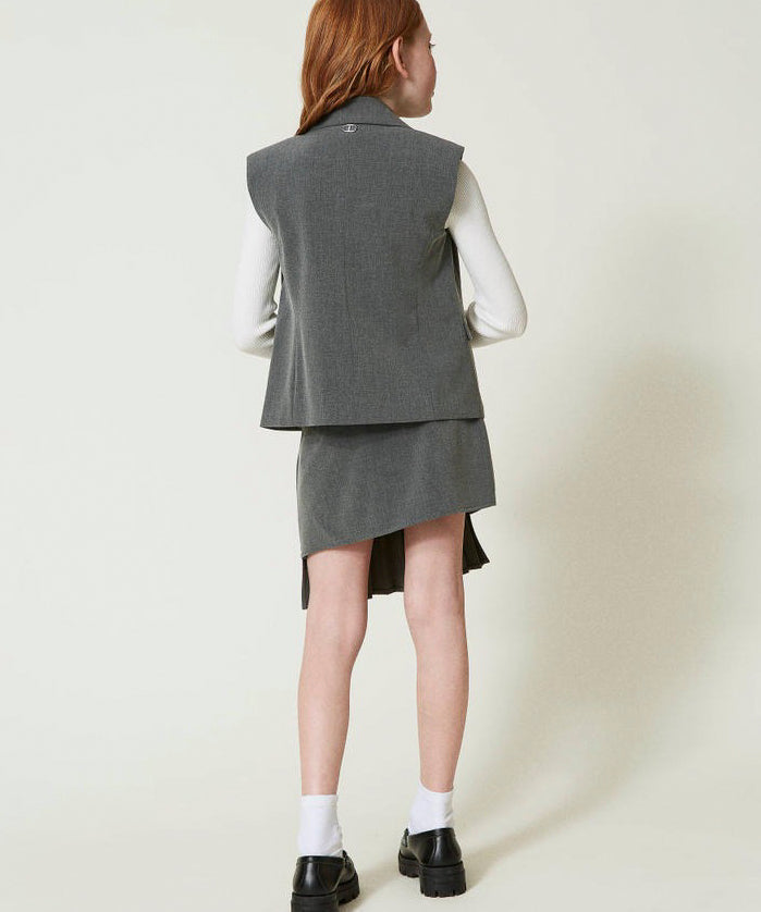 Twinset Kids Gilet Monopetto Grigio Melange per Bambine (retro)