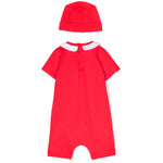 Moschino Kids Pagliaccetto Rosso con Berretto Teddy Bear per Neonati (retro)