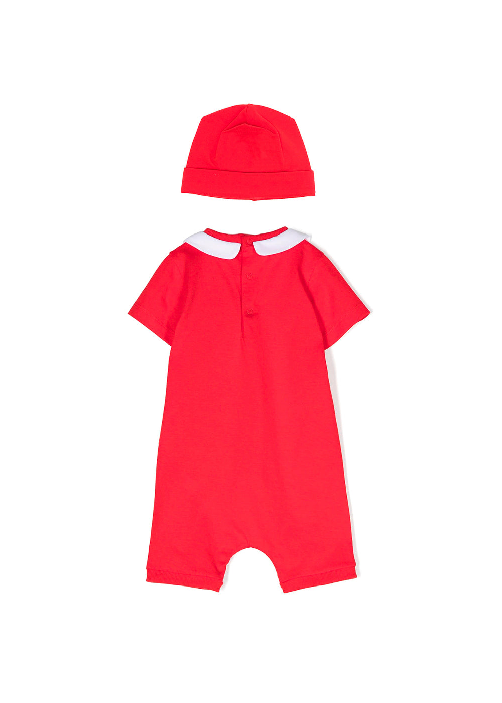 Moschino Kids Pagliaccetto Rosso con Berretto Teddy Bear per Neonati (retro)