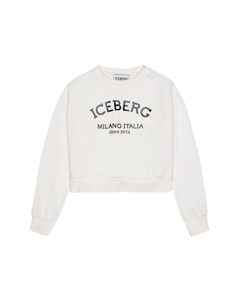 Iceberg Kids Felpa Off-White con Stampa Logo Unisex