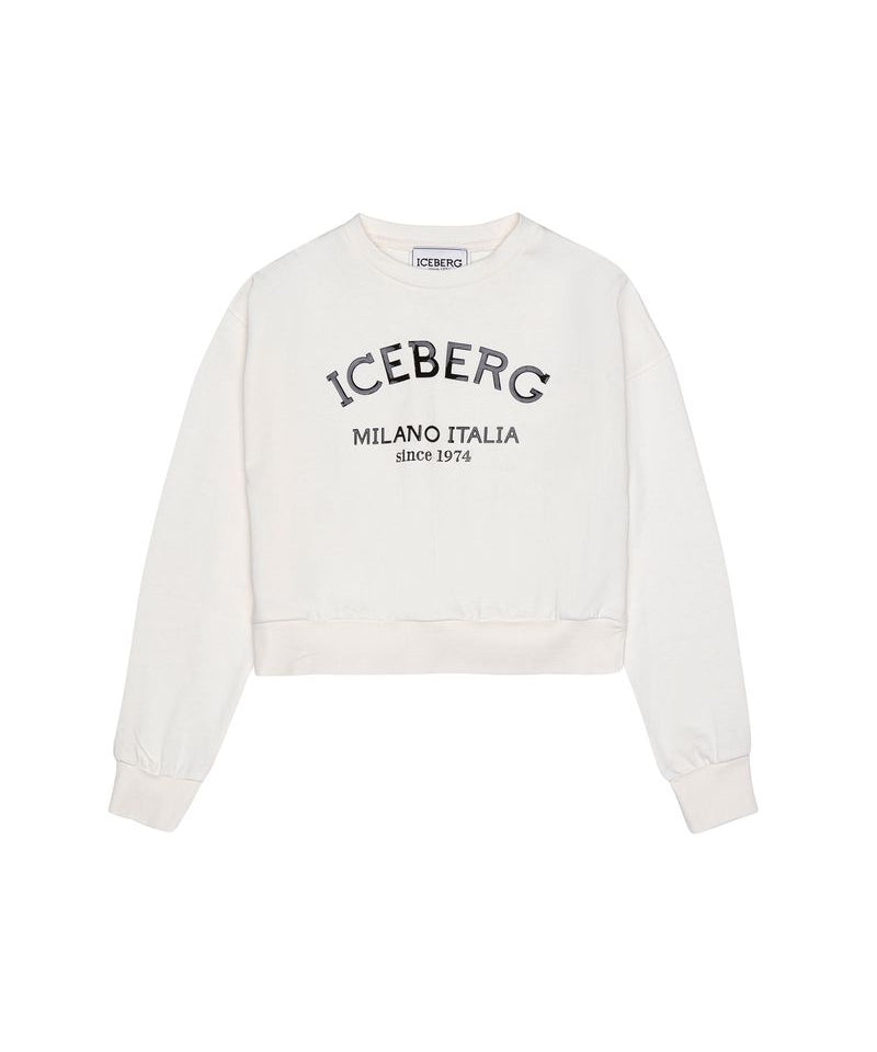 Iceberg Kids Felpa Off-White con Stampa Logo Unisex
