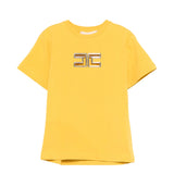 Elisabetta Franchi La Mia Bambina T-shirt Sun con Logo Effetto Metallico Oro per Neonate