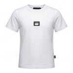Daniele Alessandrini Kids T-Shirt Bianco con Targhetta Logo per Bambini