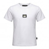 Daniele Alessandrini Kids T-Shirt Bianco con Targhetta Logo per Bambini