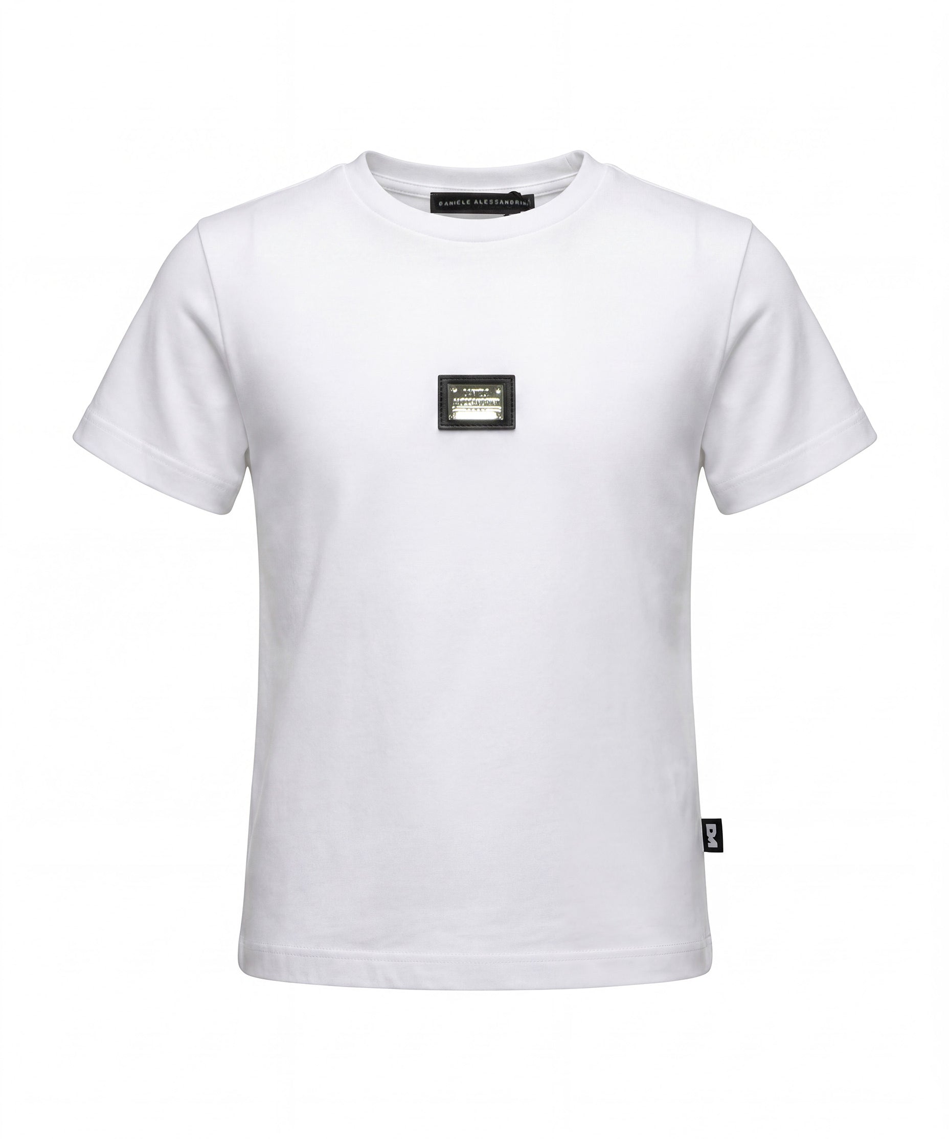 Daniele Alessandrini Kids T-Shirt Bianco con Targhetta Logo per Bambini