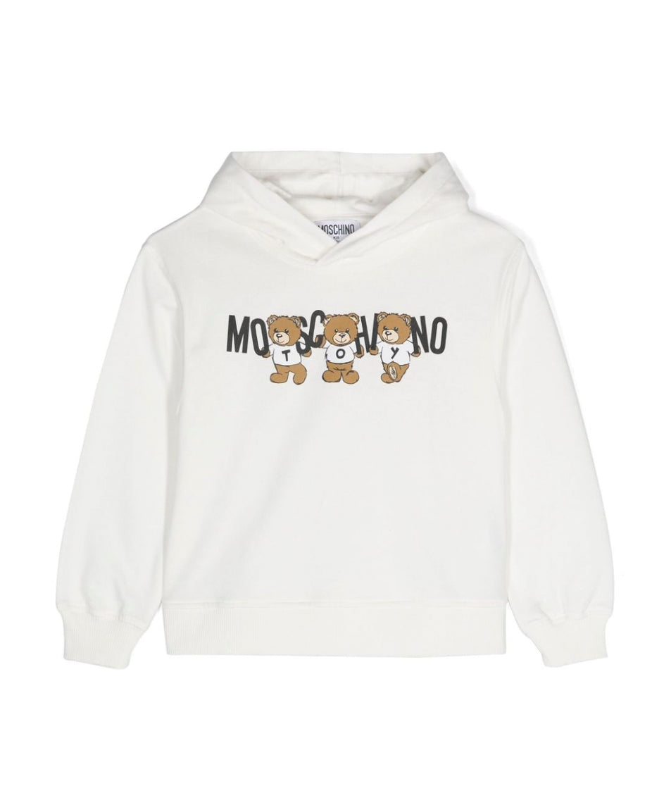Moschino Kids Felpa Panna con Cappuccio con Logo Teddy Bear per Bambini
