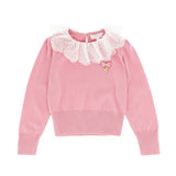 Angel's Face Maglioncino Rosa con Girocollo in Pizzo per Bambine