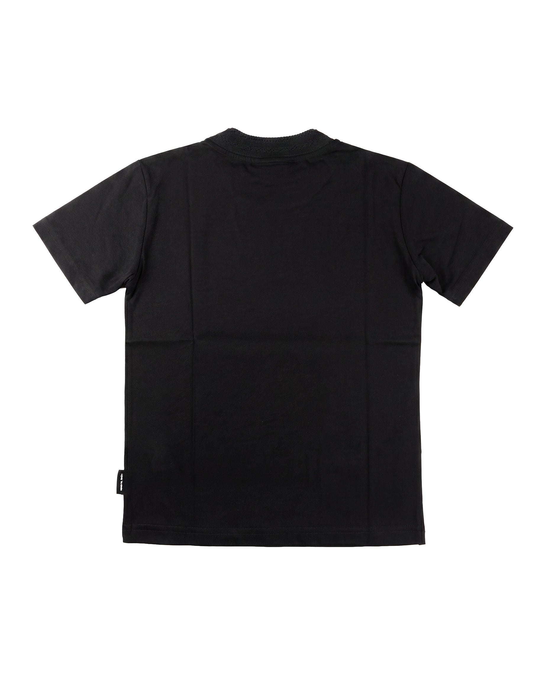 Yes London Kids T-Shirt Nero con Colletto Ricamato per Bambini