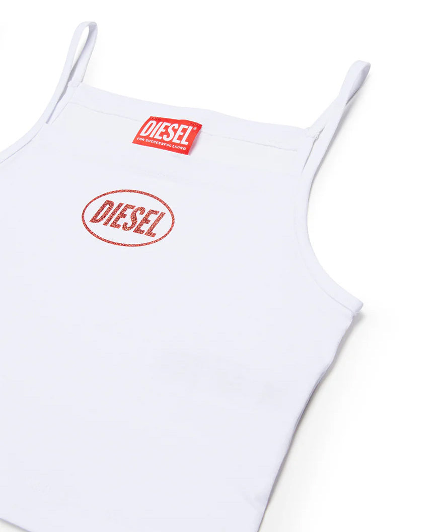 Diesel Kids Top Bianco con Logo per Bambine