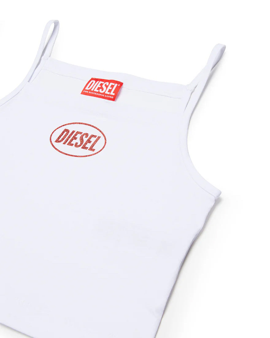 Diesel Kids Top Bianco con Logo per Bambine