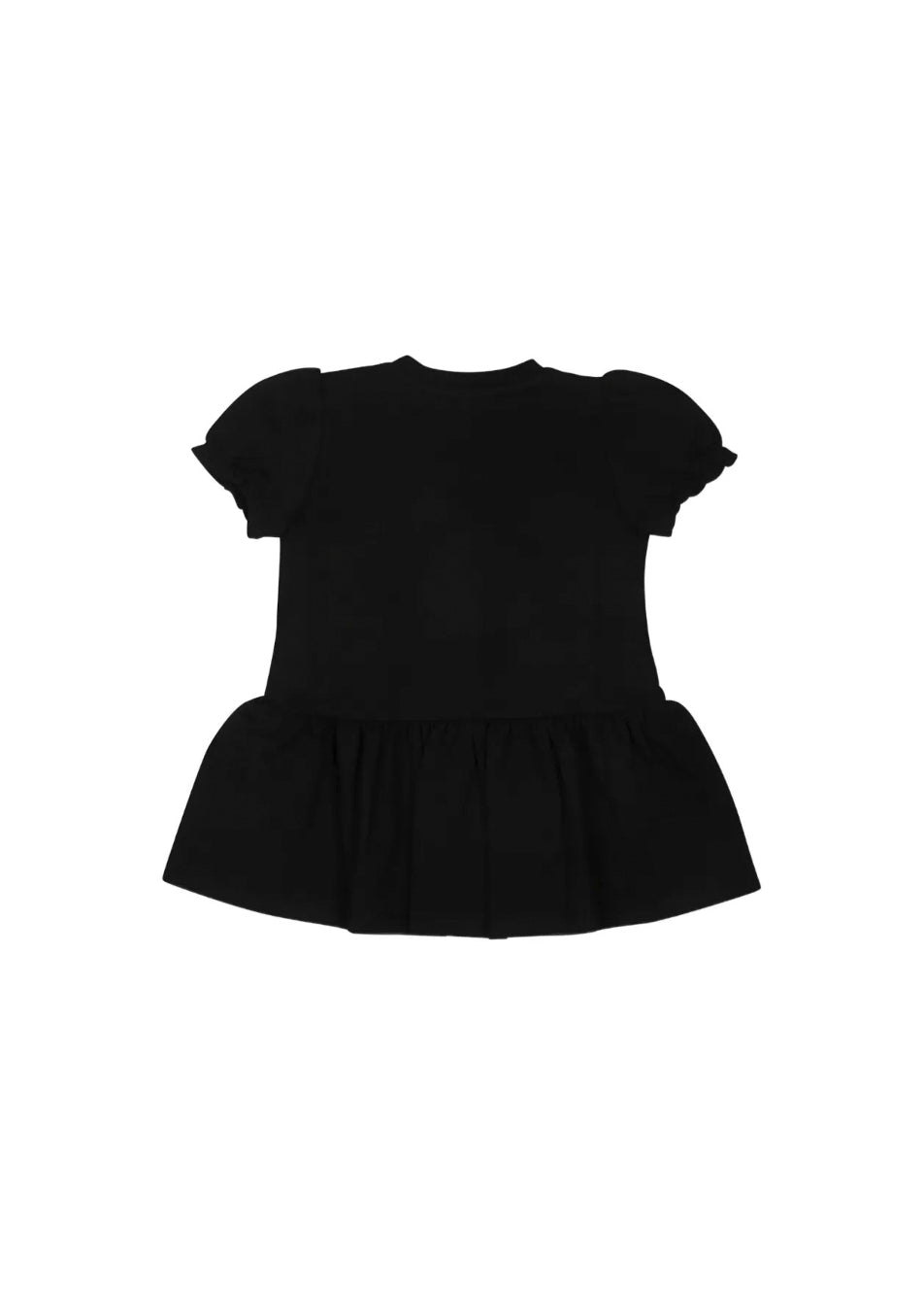 Moschino Kids Abito Nero con Stampa e Ruches per Neonate