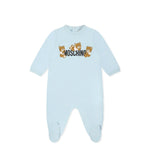 Moschino Kids Tutina Celeste con Stampa Teddy per Neonati