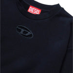 Diesel Kids Felpa Girocollo Nera con Logo Oval D per Bambine
