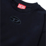 Diesel Kids Felpa Girocollo Nera con Logo Oval D per Bambine