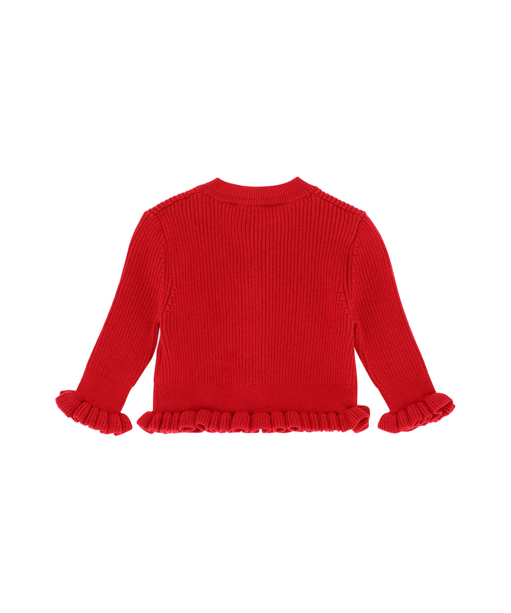 Angel's Face Cardigan Rosso con Fiocchi per Neonate ( retro)