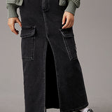 Calvin Klein Kids Gonna Denim Nera per Bambine (dettaglio)