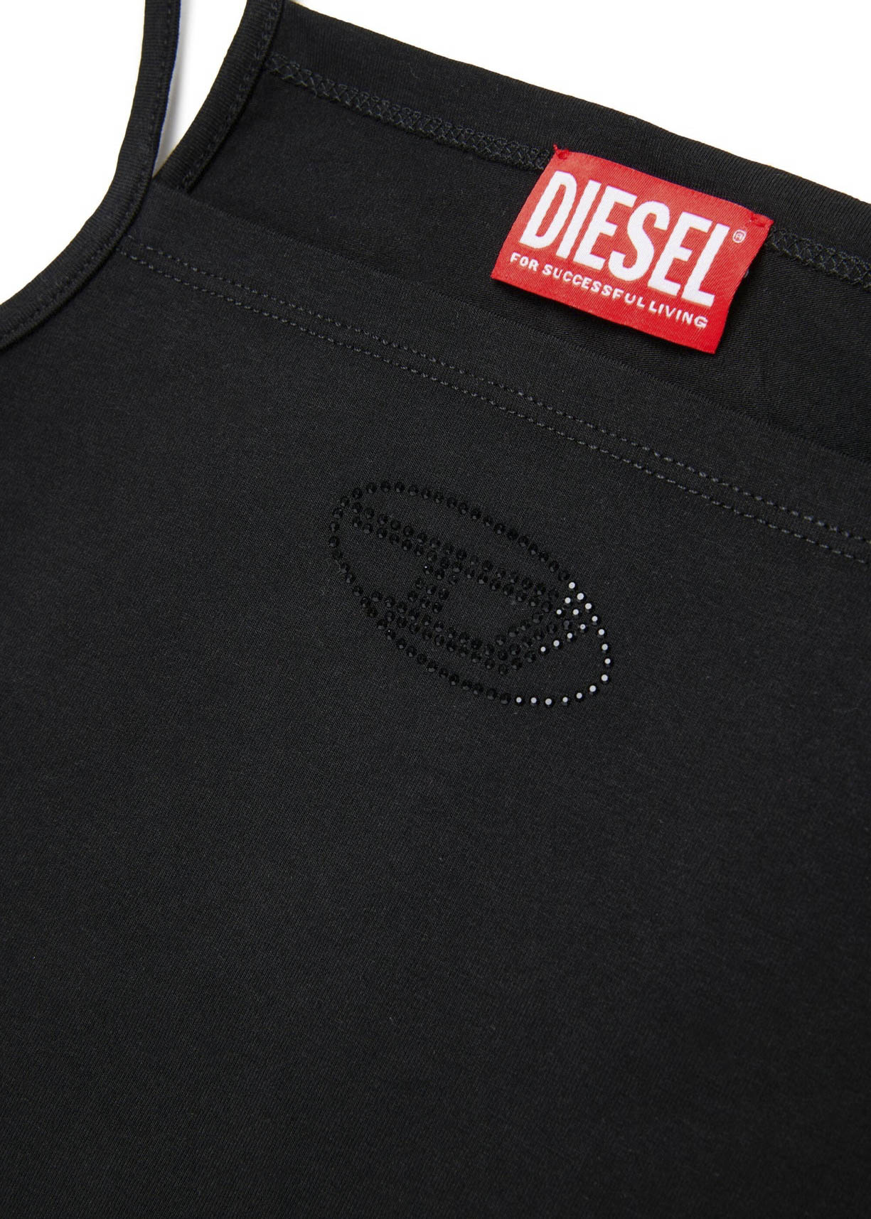 Diesel Kids Top Nero con Sparkling Oval D per Bambine