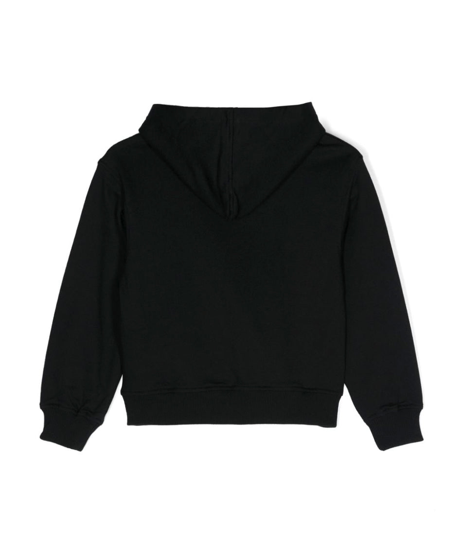 Moschino Kids Felpa Nera con Cappuccio con Logo Teddy Bear per Bambini (retro)