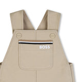 Boss Kids Salopette Beige con Tasca per Neonati