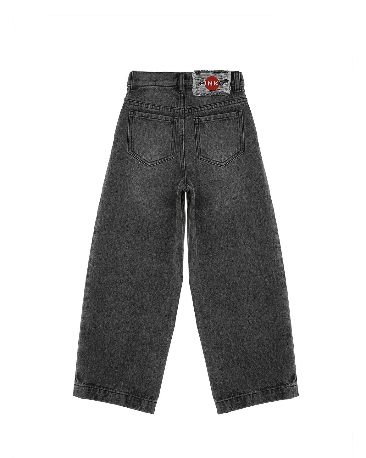 Pinko Kids Denim Grigio Washed con Patch  Logo Retro per Bambine