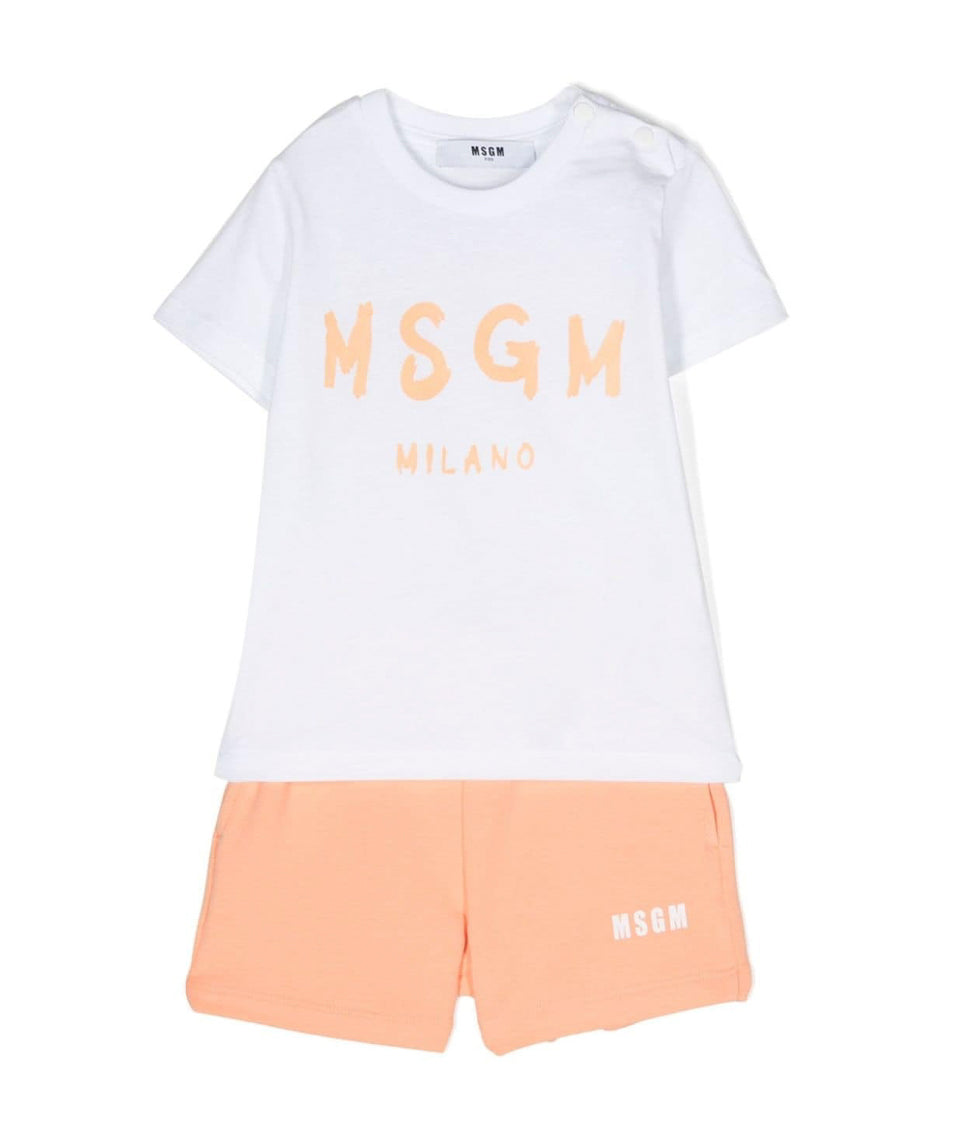 MSGM Kids Completo Bianco/Arancio per Neonati