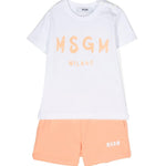 MSGM Kids Completo Bianco/Arancio per Neonati