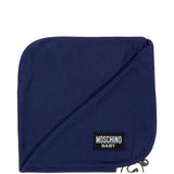 Moschino Kids Copertina Blu Navy in Cotone con Stampa Teddy Bear e Logo per Neonati