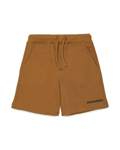 Dsquared2 Kids Bermuda Bronze Brown con Dettaglio Stampa Logo per Bambini