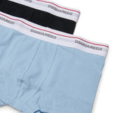 Dsquared2 Kids Set 2pz. Boxer Nero/Celeste per Bambini