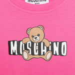 Moschino Kids Abito con Rouches Fuxia e Logo Teddy Bear per Neonate